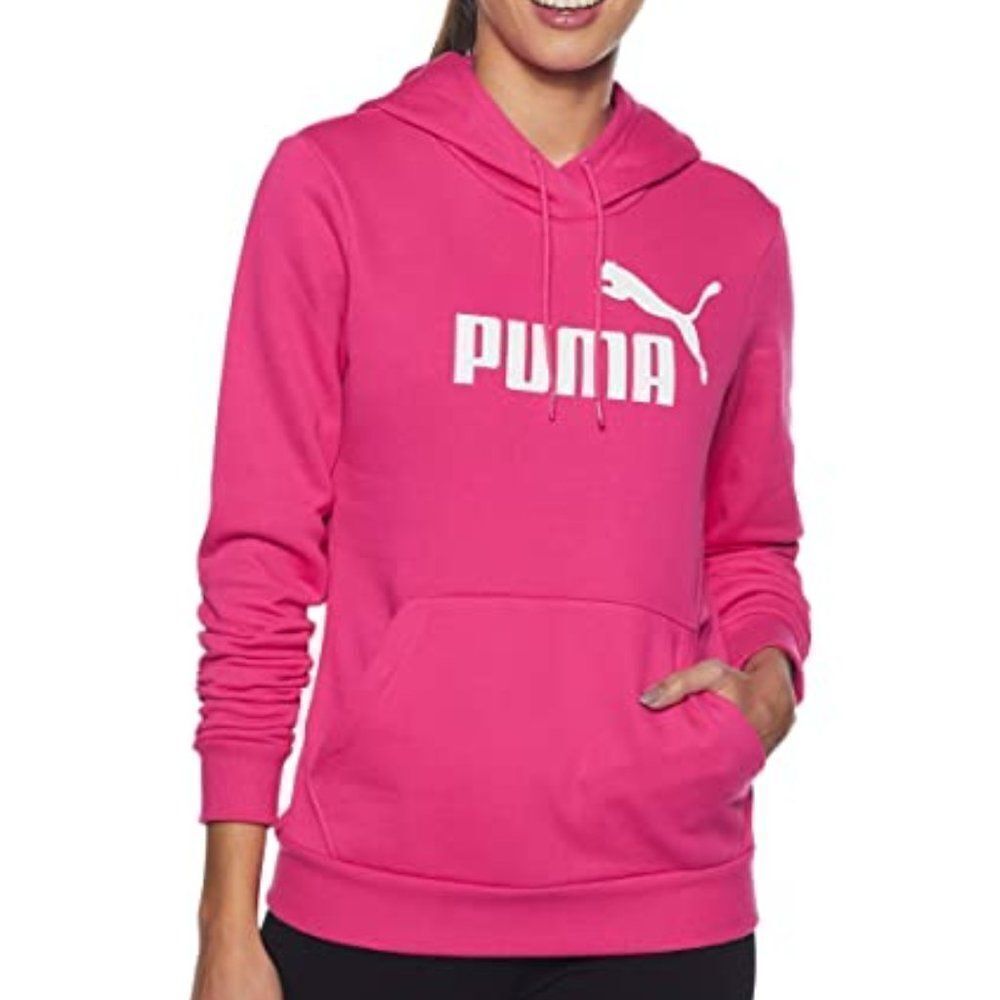 Puma Women Pink Long Sleeve Rib Cuffs & Hem Drawstring Hooded Sweatshirt…